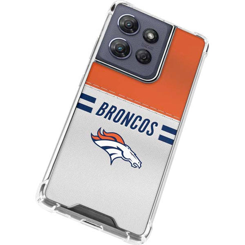 NFL Denver Broncos White Striped Moto G Power 5G (2025) Clear Case